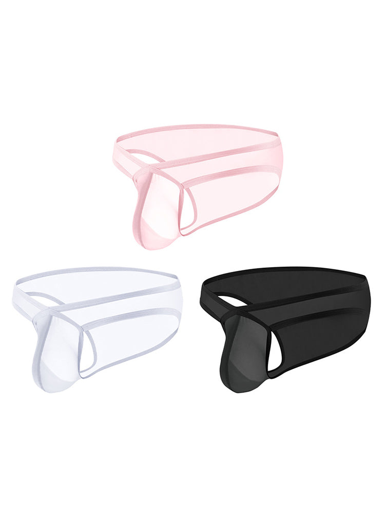 2 Pack Men's Sexy See-Through Triangle Y-Shaped Sleep Briefs