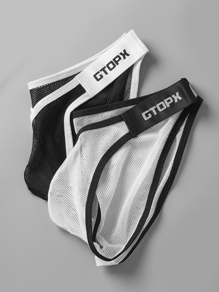 2 Pack Men's U-Pouch Sheer Mesh Briefs