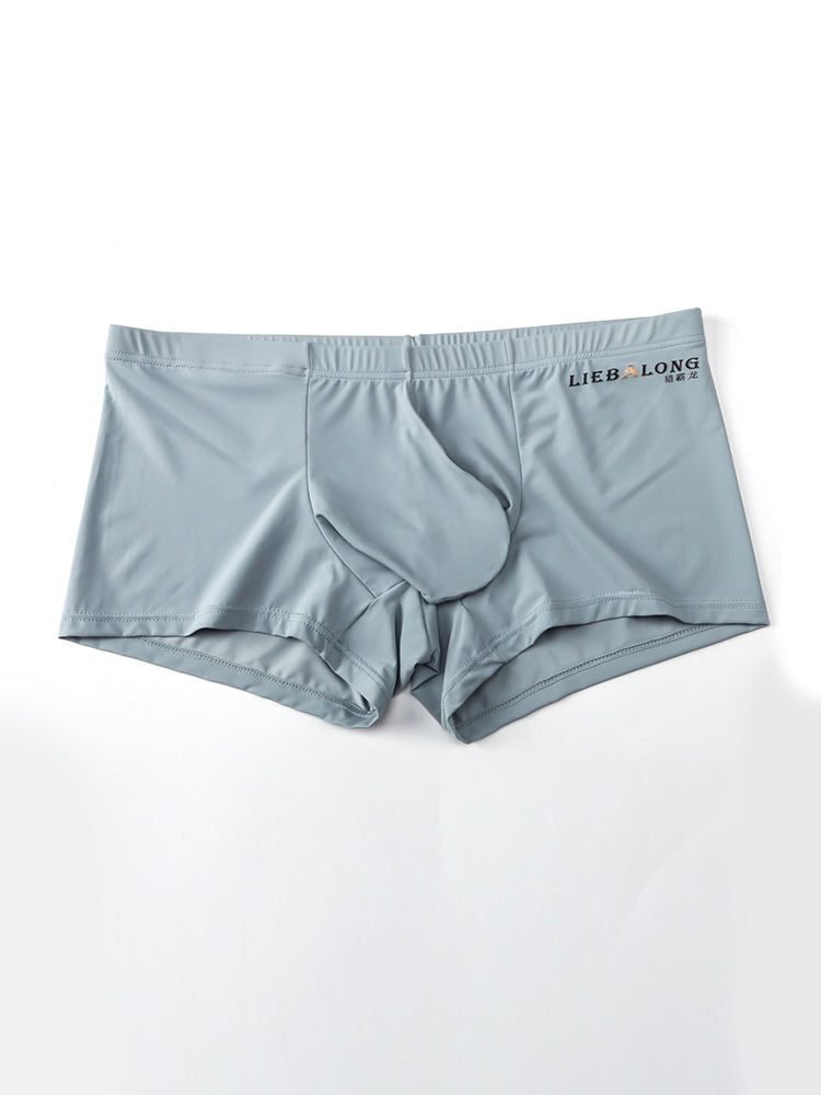 3 Pack Men's Breathable Ice Silk Double-Layered Big Pouch Sexy Boxer Briefs