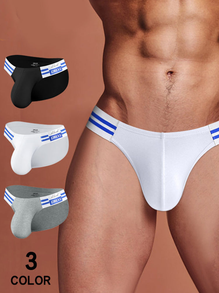 2-pack Men's High-cut Cotton Navy Striped Stretch Briefs