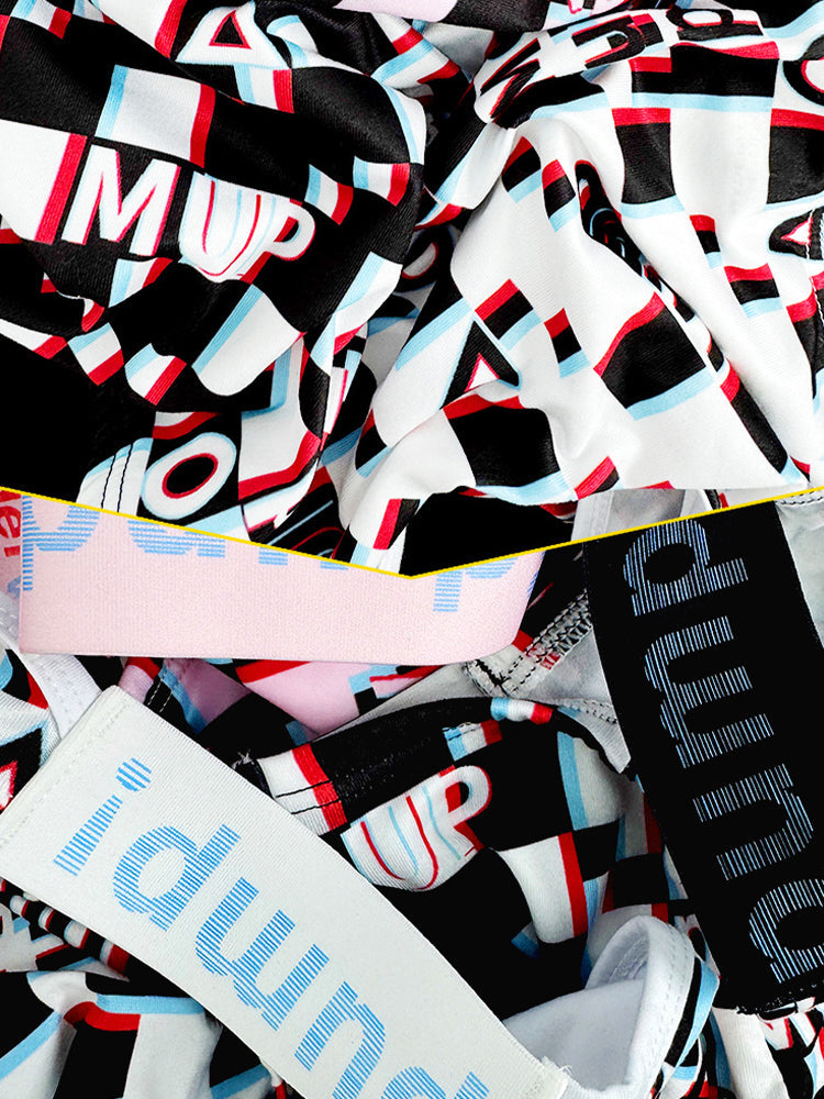 2 Pack Men's Breathable Alphabet-Print Expanded Pouch Briefs