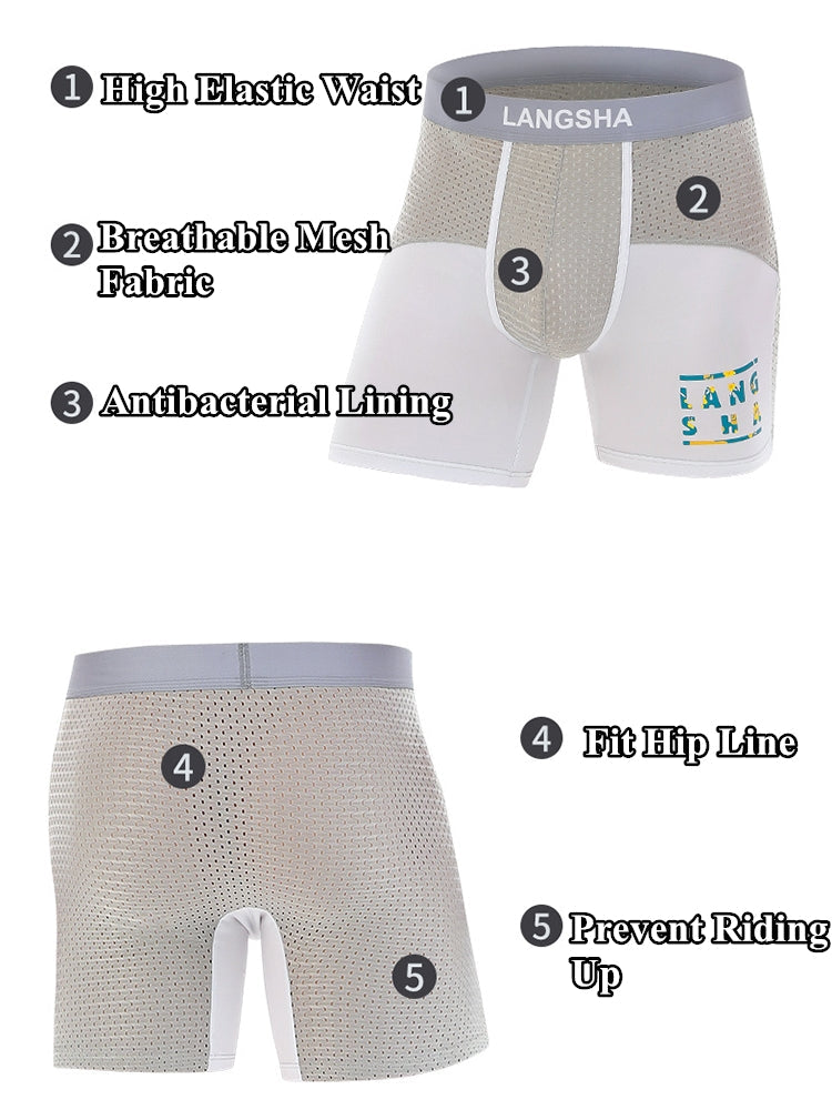 Men's Anti-Chafing Sports Boxer Briefs with Spacious Pouch