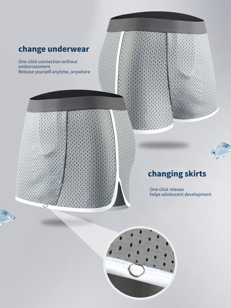 Men's  Button Casual U-Shaped Roman Skirt Dual-Purpose Arrow Pants Underwear