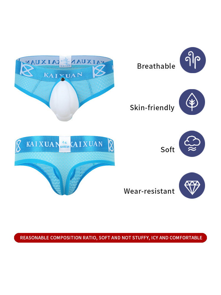 2 Pack Men's Breathable Mesh Removable U-Shaped Pocket Thongs
