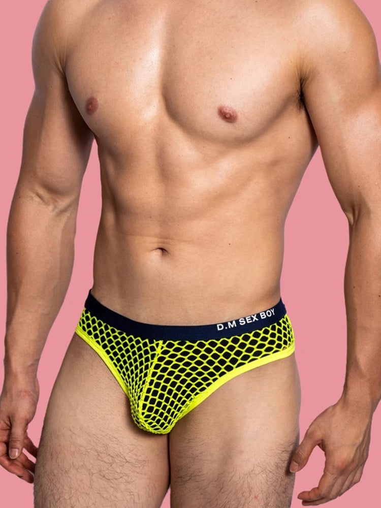 3 Pack Men's Low-Waist Sexy Big Mesh Breathable Transparent Sports Briefs