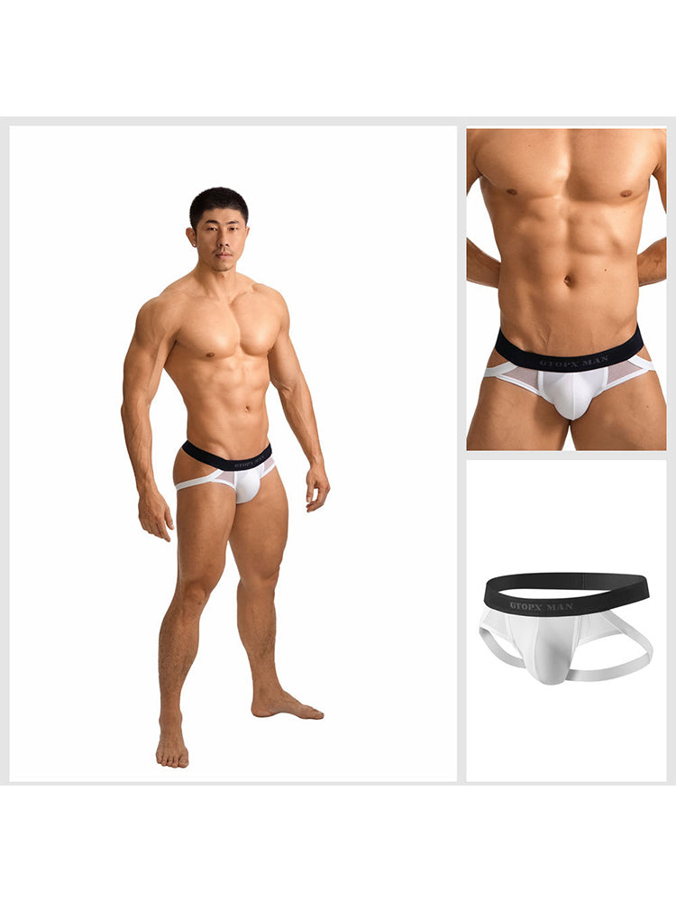 2 Pack Men's Low-Rise Ice Silk Breathable Mesh Jockstrap