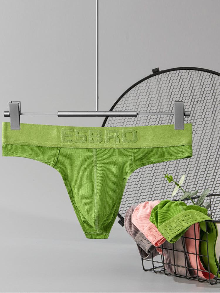 2 Pack Men's Ribbed Butt-Lifting U-Pouch Sexy Thong