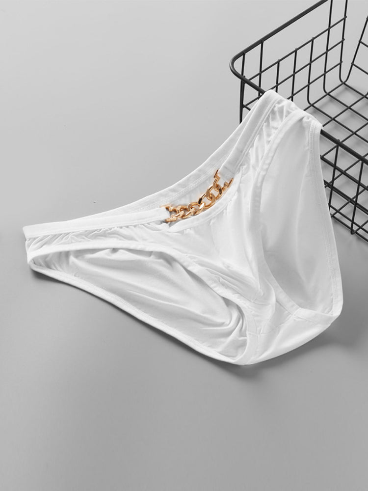 2 Pack Men's U-Pouch Design Metal-Clasp Thin Briefs