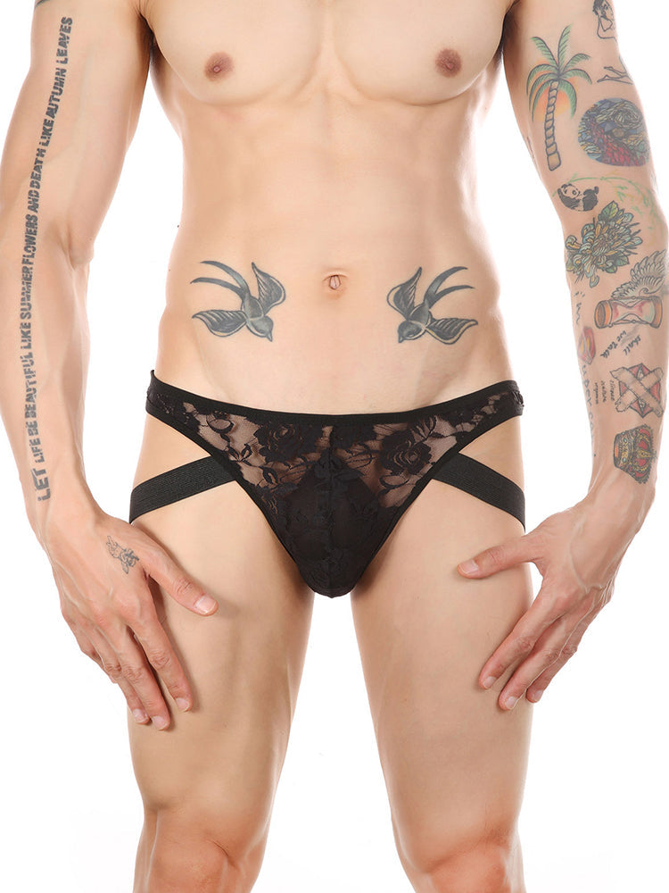 2-pack Men's Lace See-through Thongs