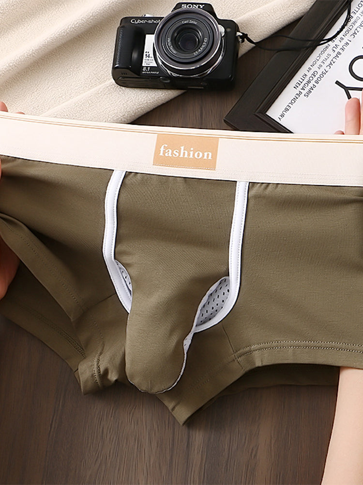 3 Pack Men's Elephant Trunk Separate Cotton Sexy Mid-Rise Solid Color Trunks