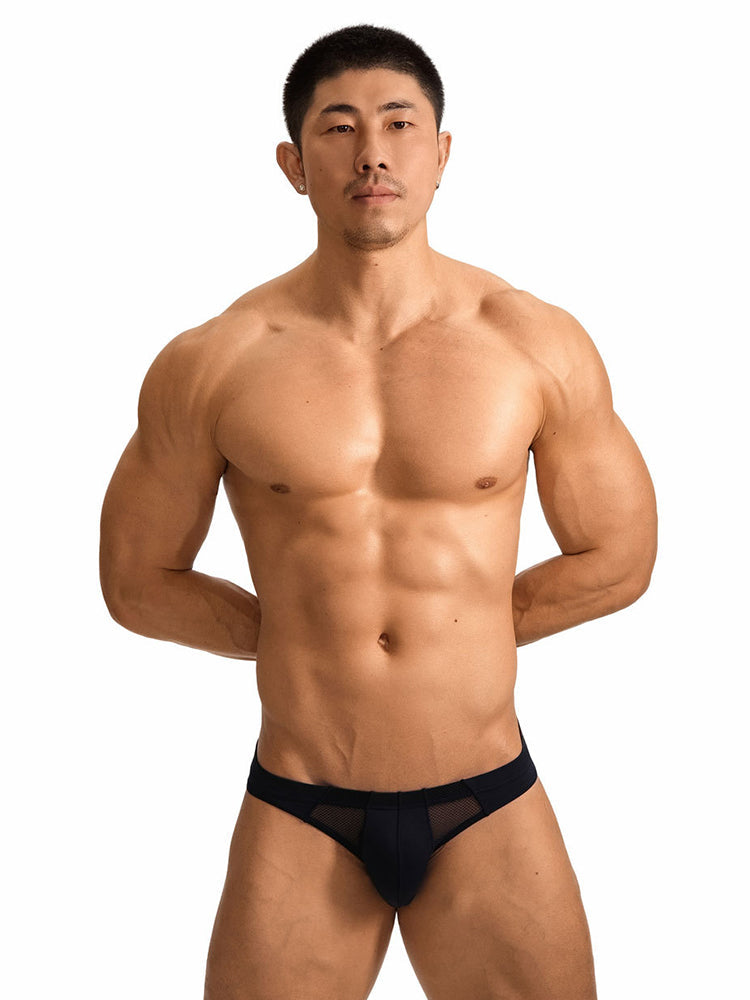 2 Pack Men's Sheer Mesh Low-Rise Sexy Ice Silk Briefs