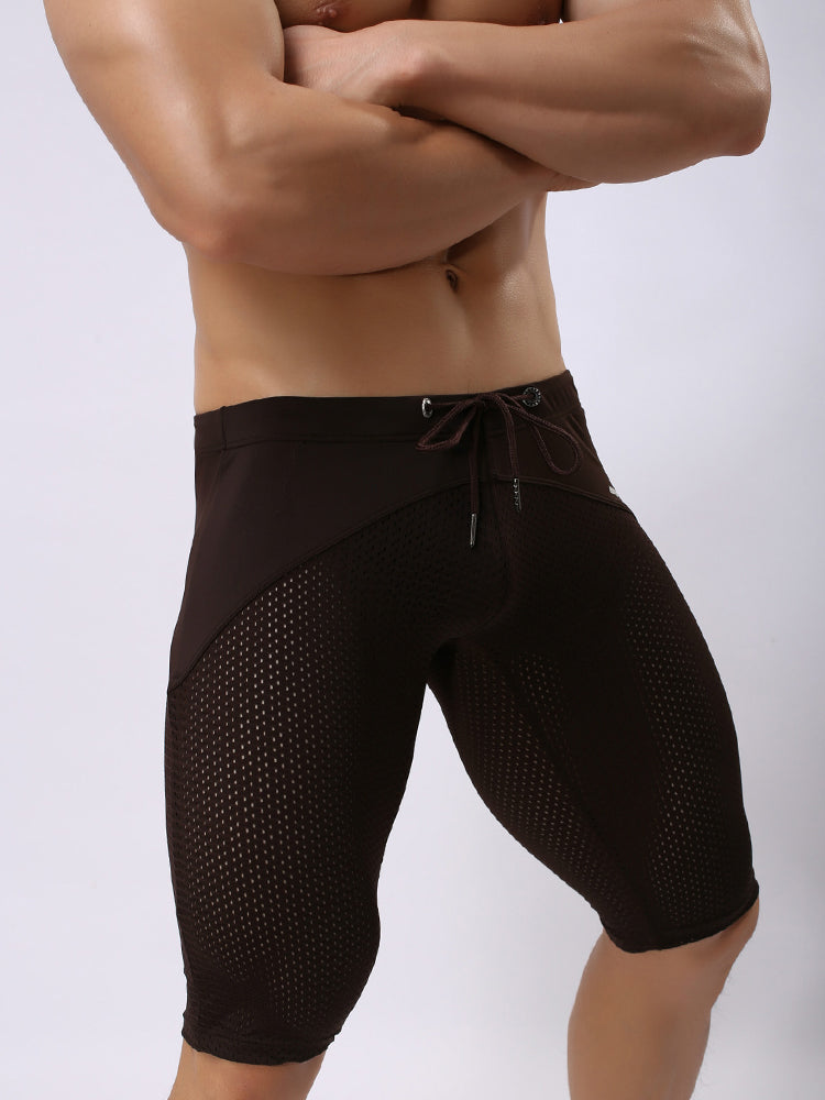 Men’s Athletic Compression Tight Shorts with Drawstring