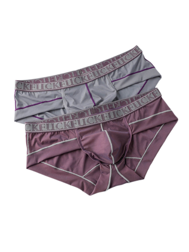 2 Pack Men's Ice-Silk Stretch Sports Briefs with 3D Pouch