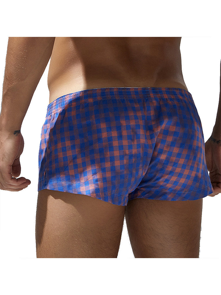 Men's Low-Rise Plaid Sexy Pouch Boxers