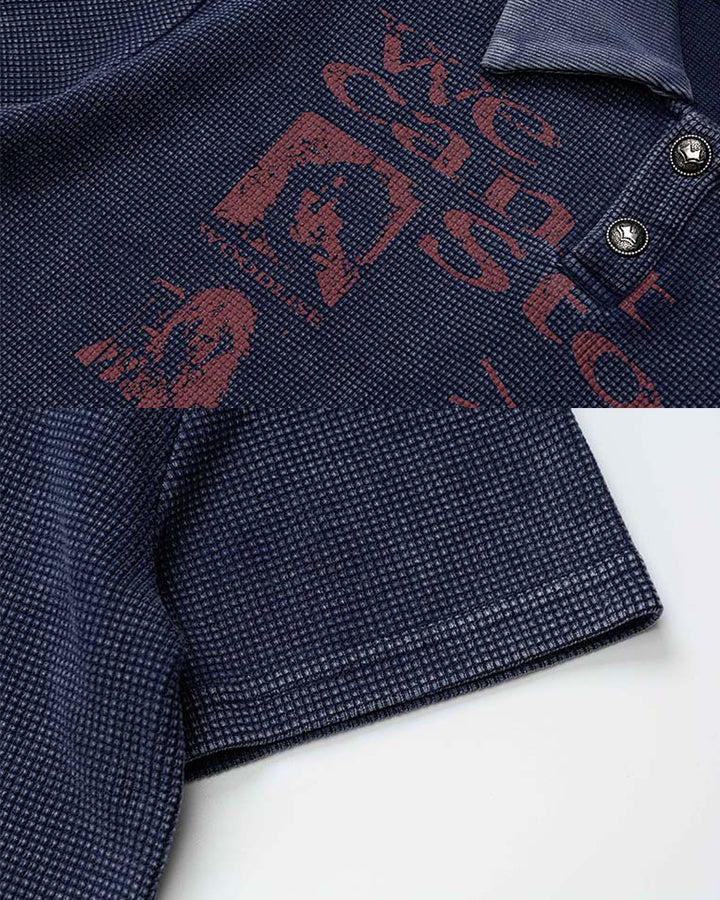 High Street Graphic Textured Washed New Polo T-Shirt