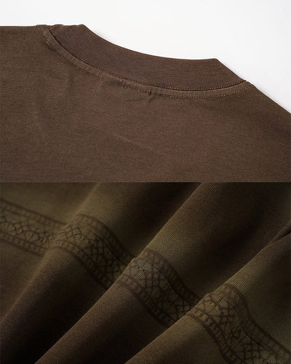 New Dark Gothic Lace Stripe Washed Boxy Tee