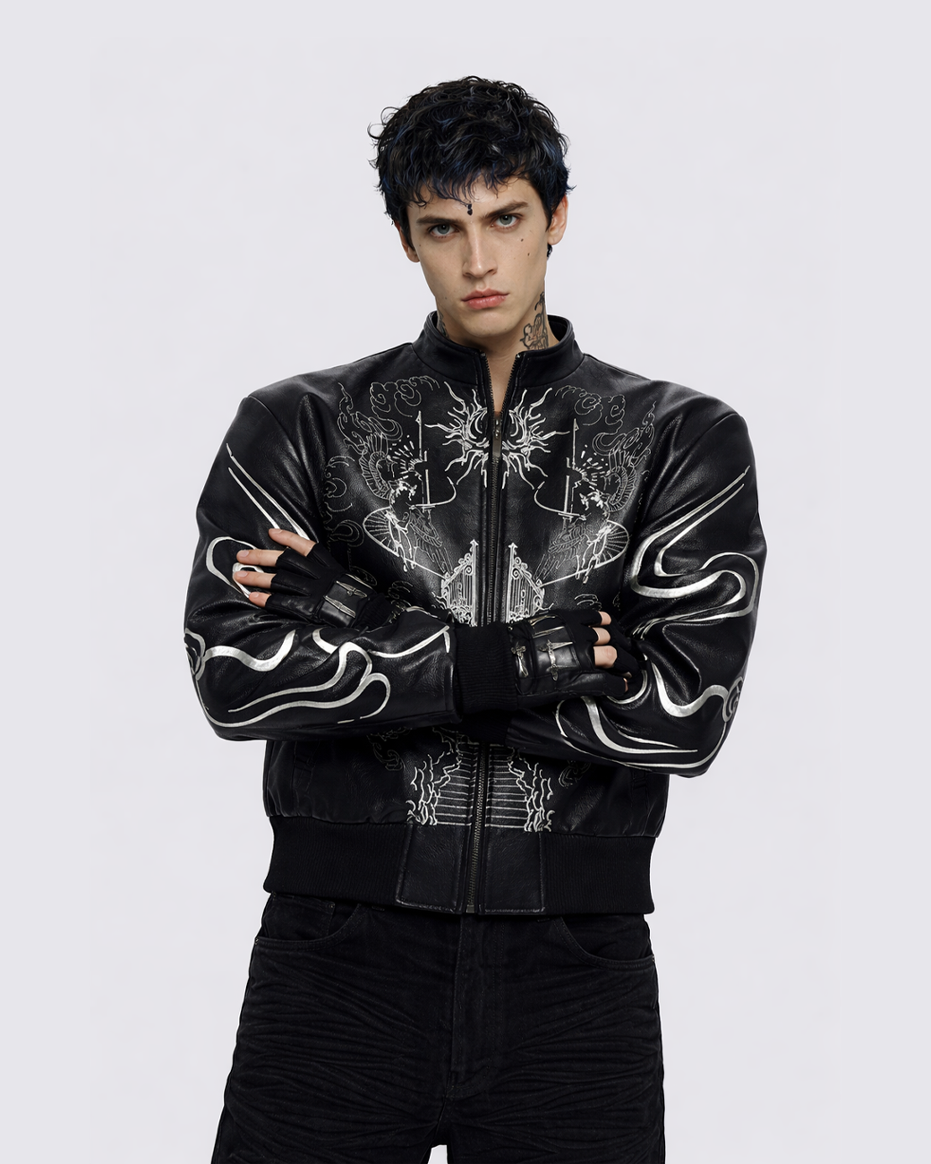 'Ascension Path' Embroidered Moto Jacket