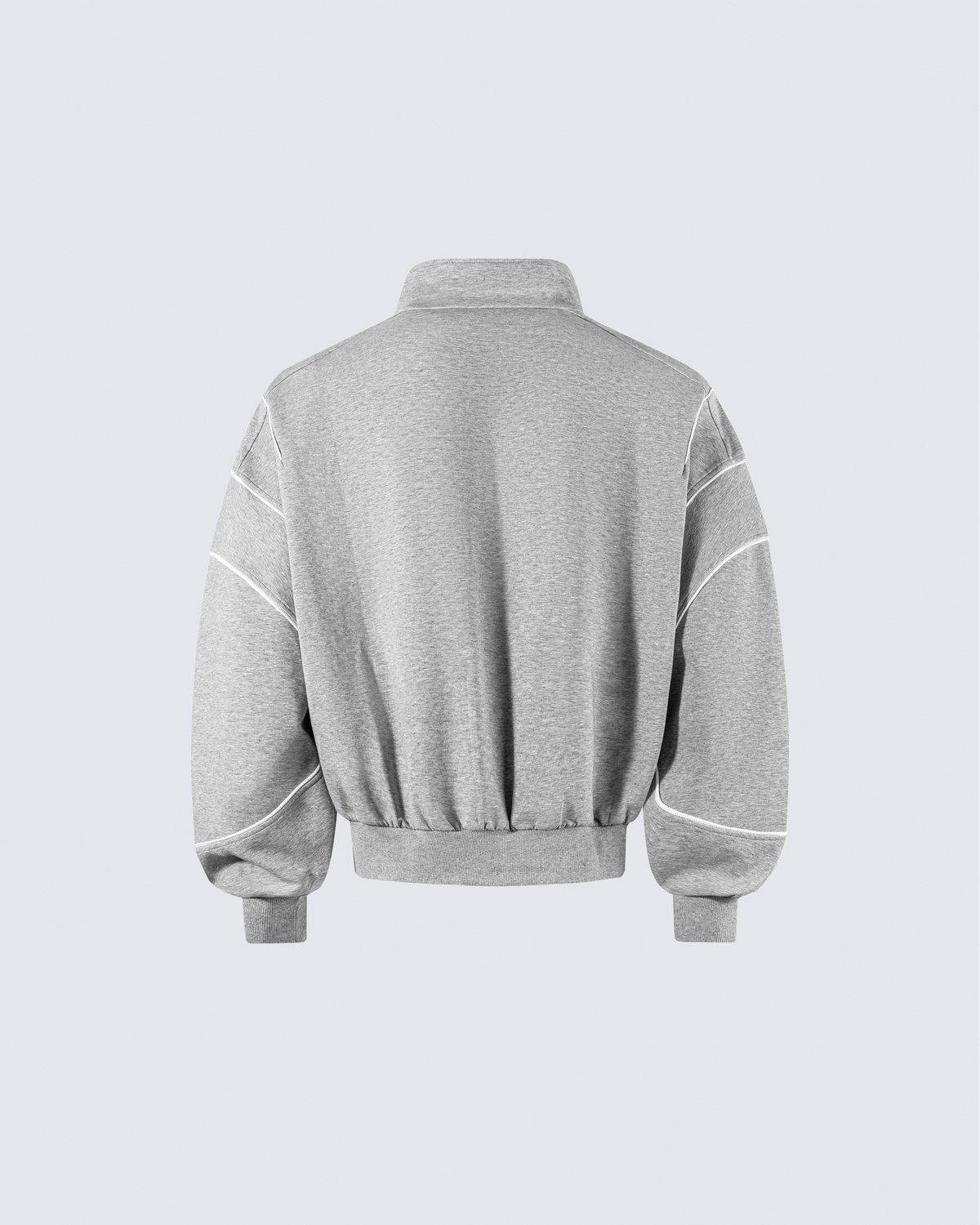 Loose-Fit Zip-Up Sweatshirt with White Piping