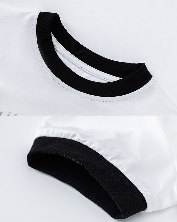 KIIKIO Vintage Contrast-Trim Graphic Tee