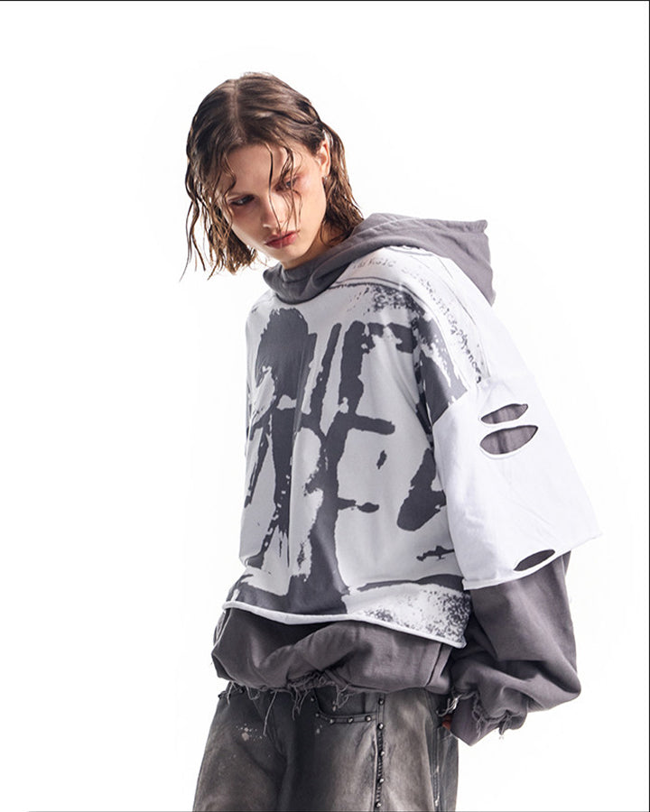 KIIKIO Grunge Layered Hoodie