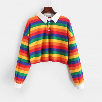 Rainbow Rush Long Sleeve Crop Polo