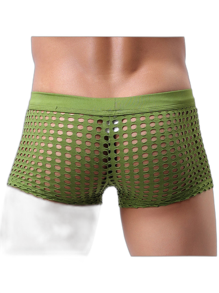 2 Pack Men's Hollow Mesh Sexy Trendy Moisture-Wicking Trunks