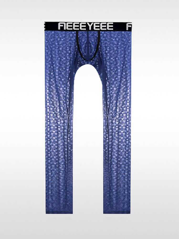Men's Sexy Stretchy Transparent Letter Waistband Leggings