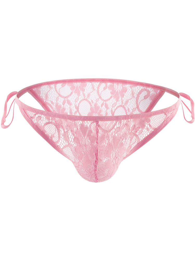 Men's Sexy Lace Strappy Side Split Sheer Briefs