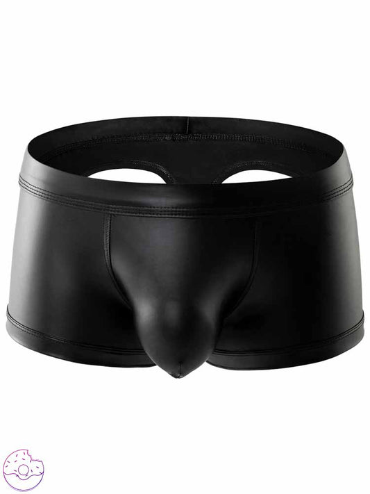 Men's Faux Leather Hip Cutout Trunks