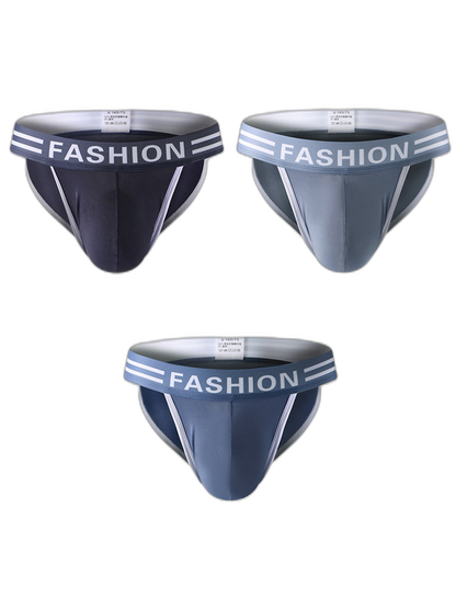 3 Pack Men's High-Cut Sexy Comfortable U-Convex Breathable Briefs