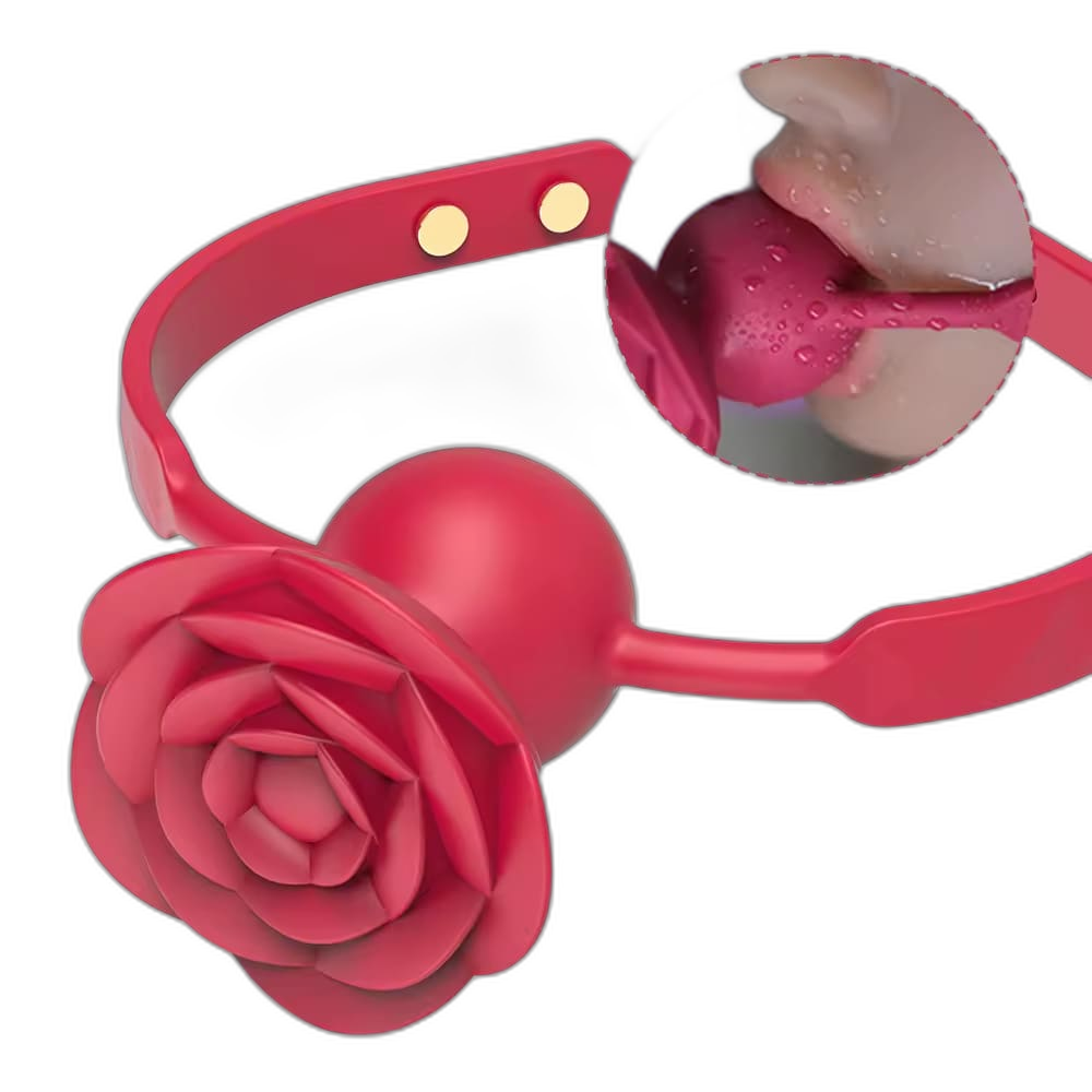 Blazing Rose - Silicone Rose Ball Gag - Vibrating Bondage Toy