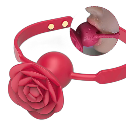 Blazing Rose - Silicone Rose Ball Gag - Vibrating Bondage Toy