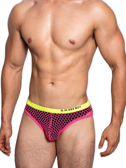 3 Pack Men's Low-Waist Sexy Big Mesh Breathable Transparent Sports Briefs
