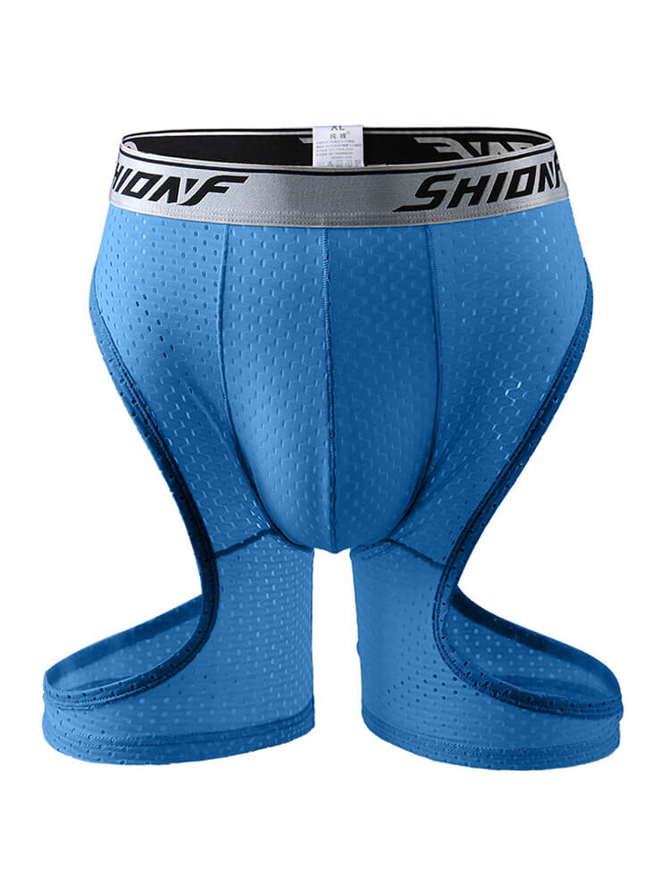 Men's Dual Side Cutouts Mesh Lengthened Trunks