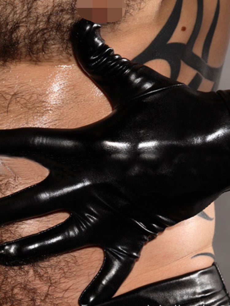 Men's Patent Leather One-Piece Corset