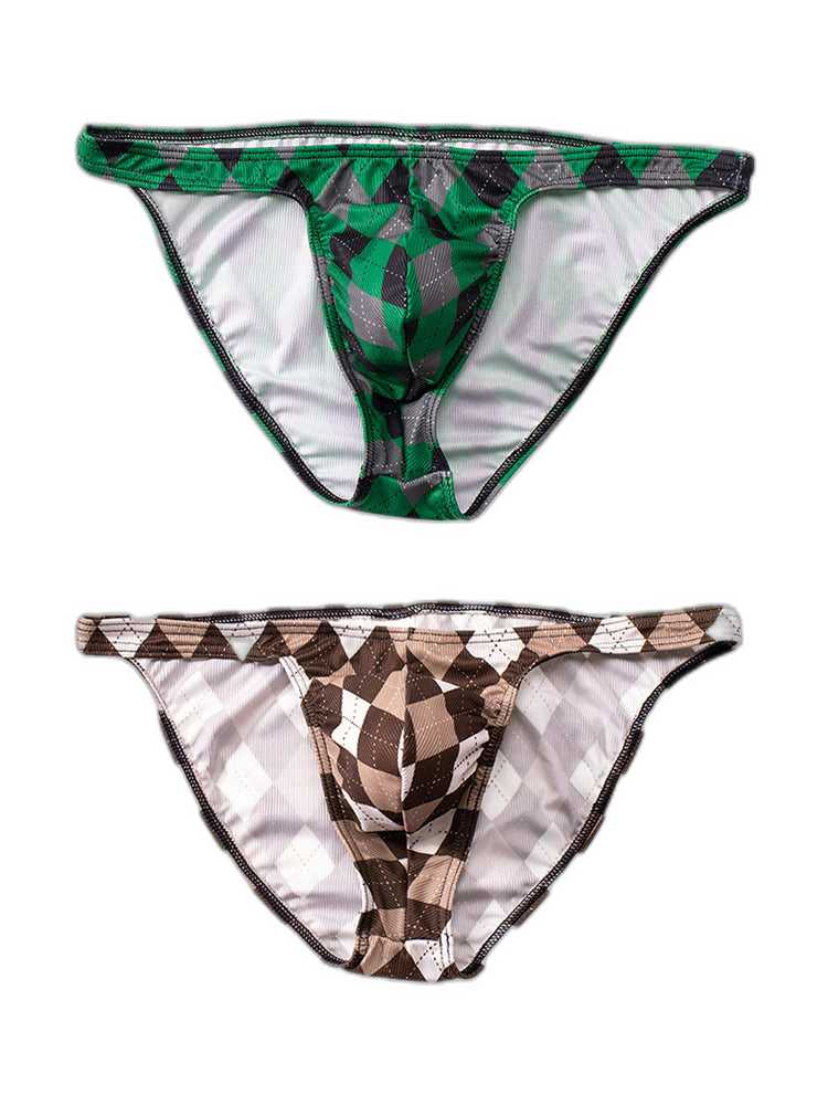 Rhombus Check Pattern Pouch Briefs