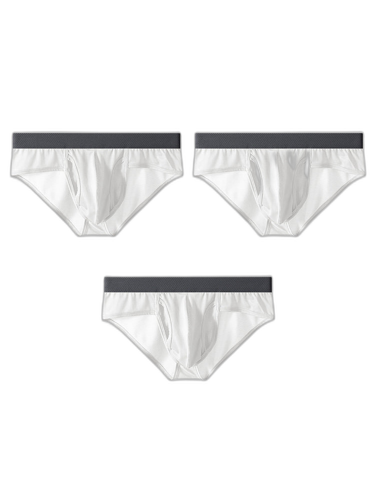 3 Pack Men's Ultra-Soft Breathable Mesh Ice Silk Briefs