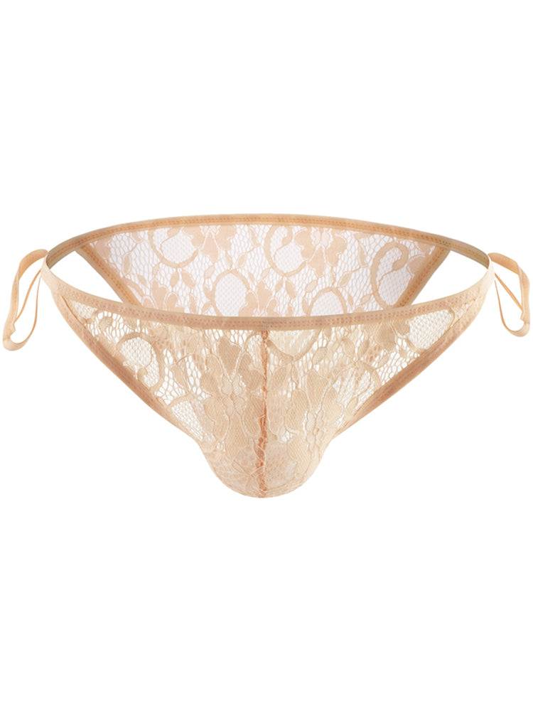Men's Sexy Lace Strappy Side Split Sheer Briefs