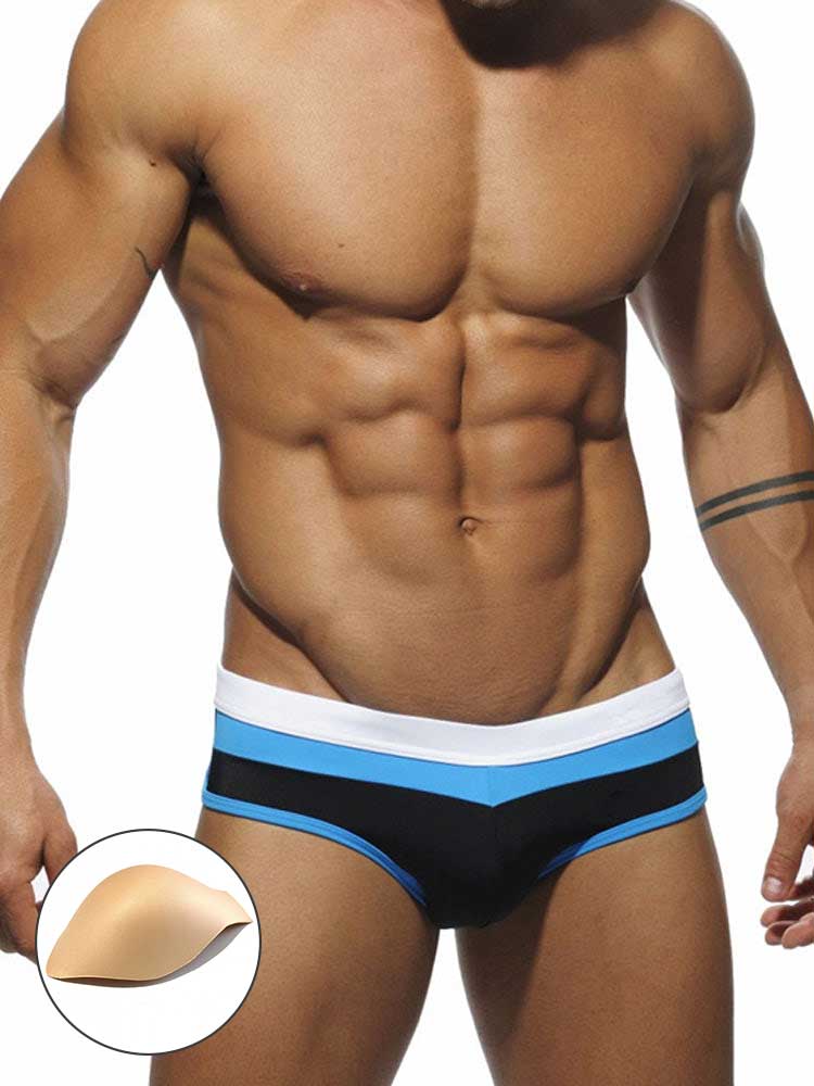 Men's Color Block Pouch Swim Briefs