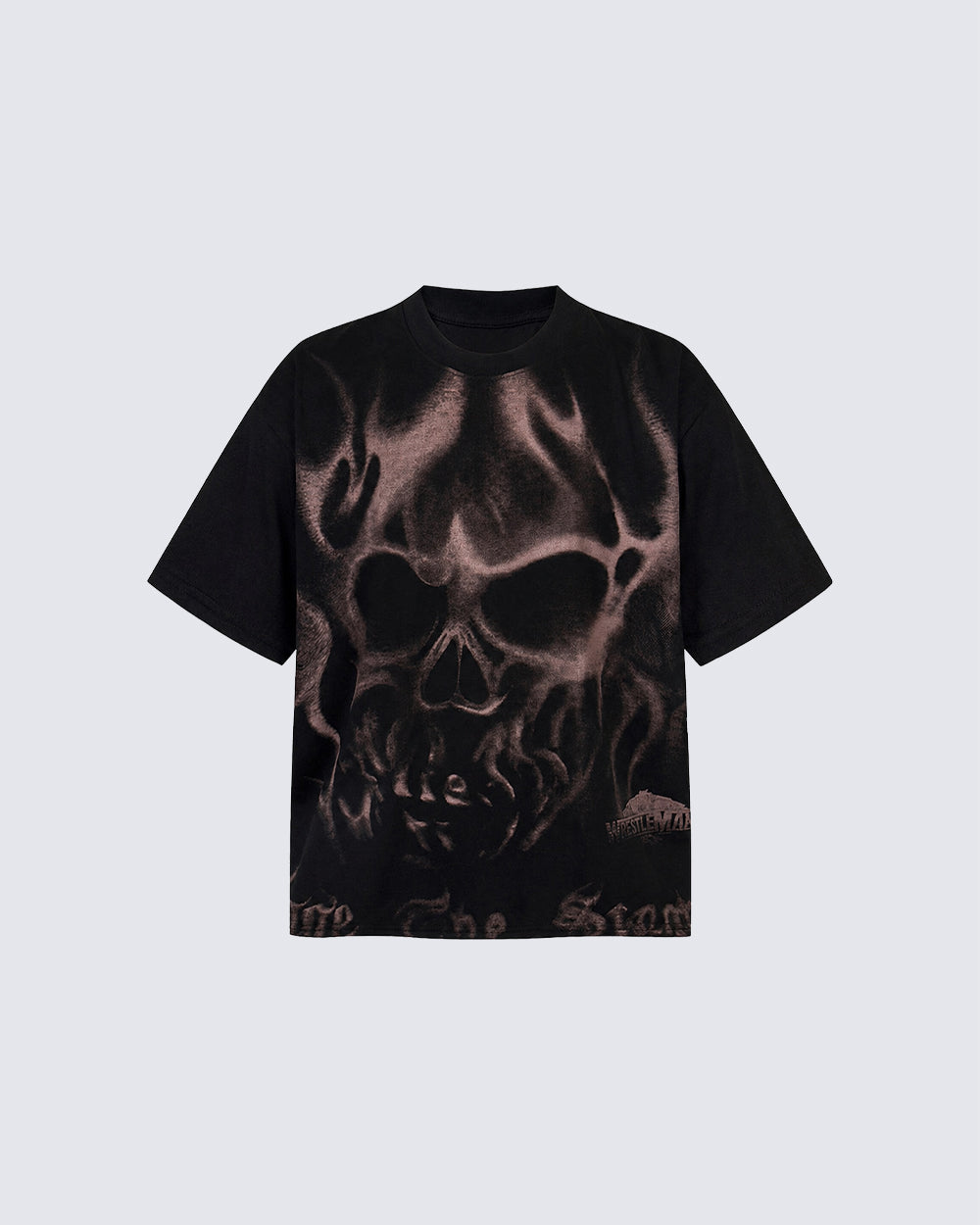 New Gothic Skull Graphic Washed Cotton T-Shirt