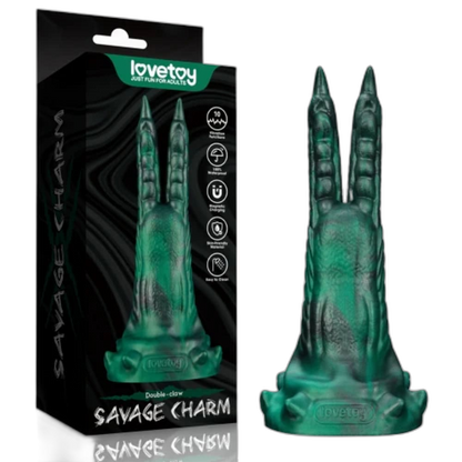 Savage Charm - Double Claw Vibrating Silicone Dildo - Fantasy Sex Toy