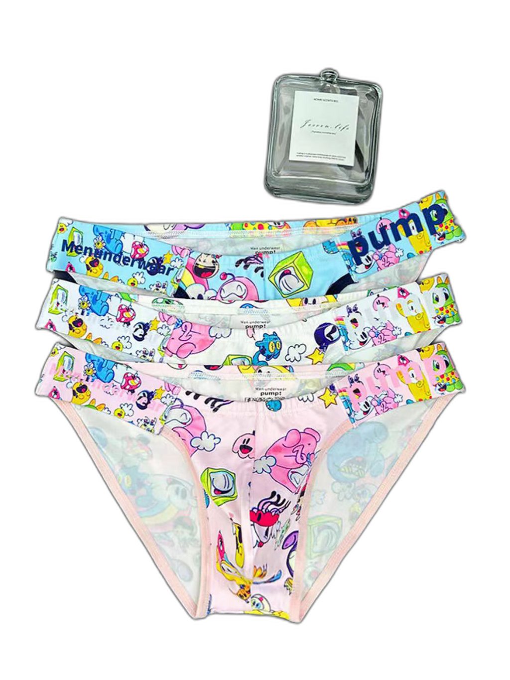2 Pack Men's Cartoon High-Cut Breathable Bikini