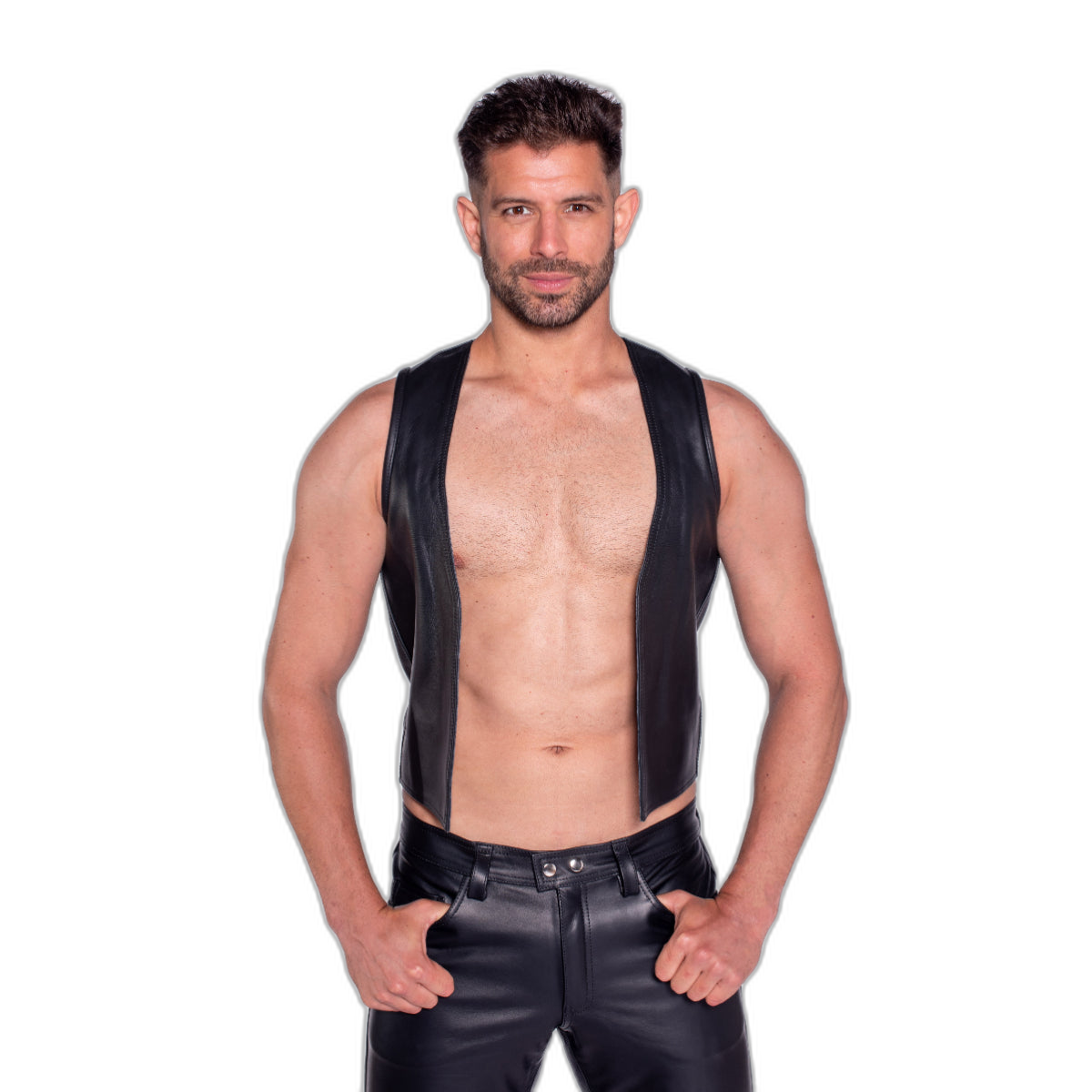 Prowler RED Leather Waistcoat Black
