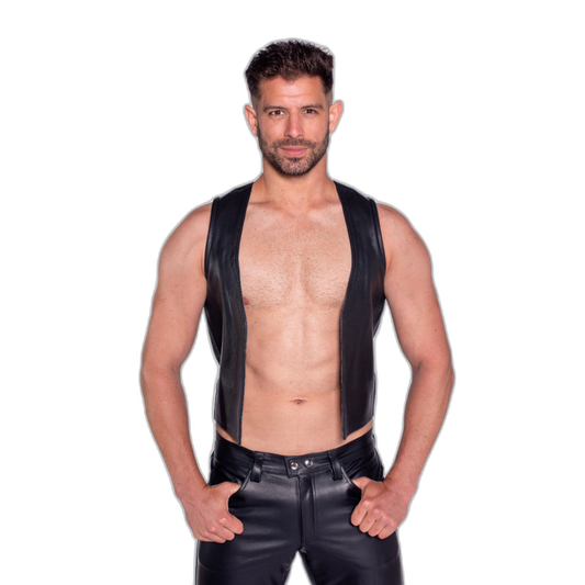 Prowler RED Leather Waistcoat Black