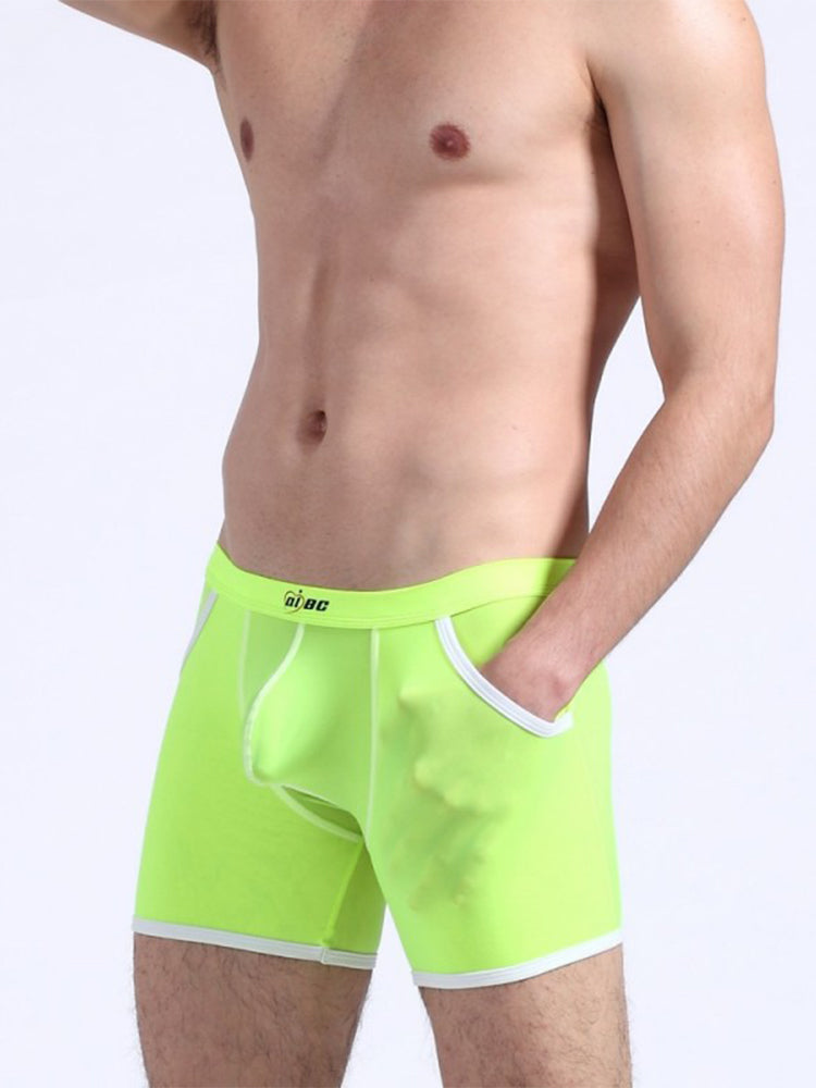 3 Pack Men's Long Leg Boxer Briefs Made of Ultra-Thin Ice Silk with Anti-Wear Elastic