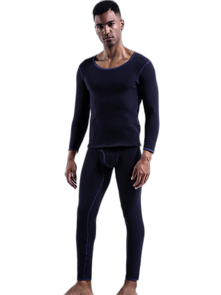 Fleece Lined Men's Thermal Underwear With Support Pouch
