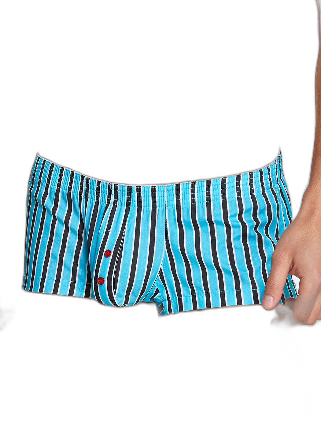 Men's Color Stripes Trunks With Button Fly
