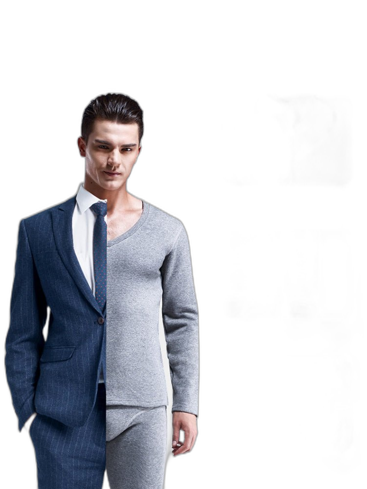 V-Neck Thermal Underwear With Fleece Lined
