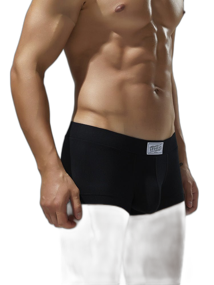 2 Pack Men's Low-Rise Solid Breathable Cotton Trunks