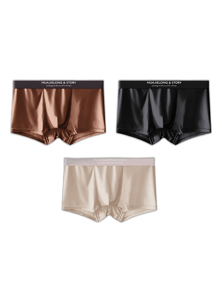 3 Pack Men's Solid-Color Breathable Trunks